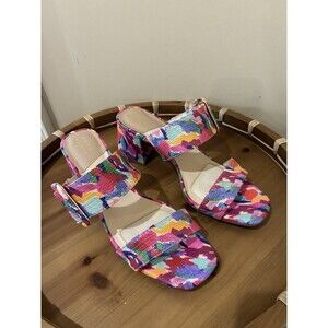 Alex Marie Carmen 2 Strap Slide In Leather Block Heel Sandals Size 8M NWOB